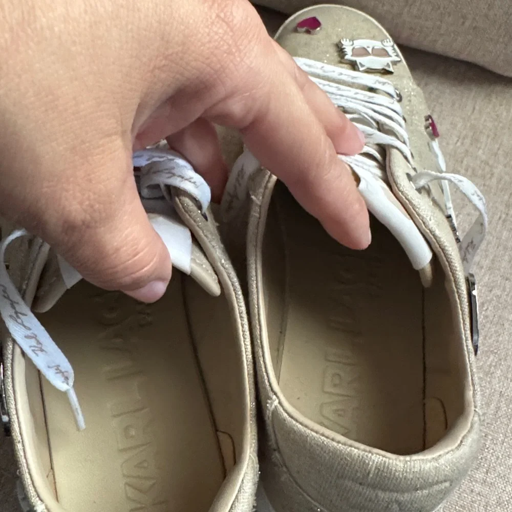 Karl Lagerfeld Paris Cate Pins Sneaker Lace Up Fashion‎ Sneaker Size 7.5M